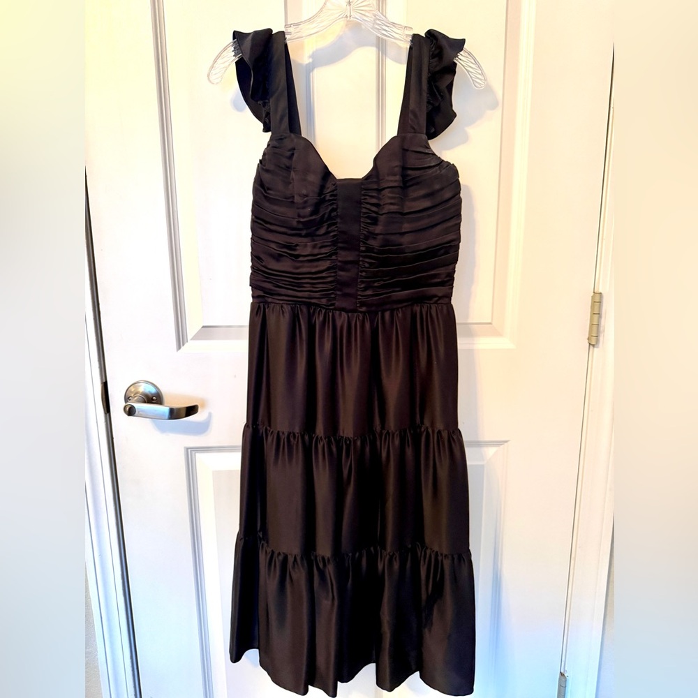Black Ruffle-Sleeve Midi Dress (Molly New York)
